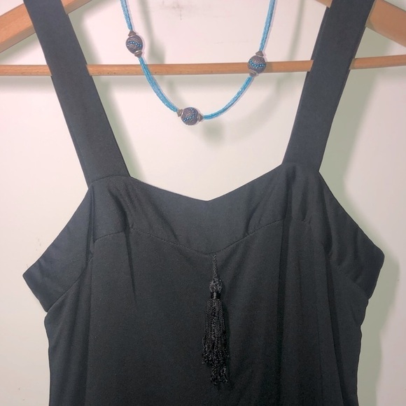 Jody T California Black Handkerchief Hem Vintage 70s Sleeveless Flapper Dress 9 - Picture 4 of 6